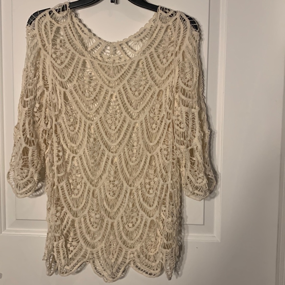 Hand knitted mesh blouse